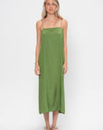 Summer Acetate Crinkle Slip Dress, Chartreuse