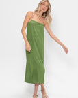 Summer Acetate Crinkle Slip Dress, Chartreuse