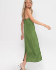 Summer Acetate Crinkle Slip Dress, Chartreuse