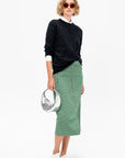 Leon Check Midi Trouser Zip Skirt, Green Multi