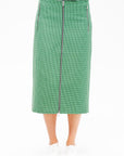Leon Check Midi Trouser Zip Skirt, Green Multi