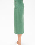 Leon Check Midi Trouser Zip Skirt, Green Multi