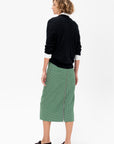 Leon Check Midi Trouser Zip Skirt, Green Multi