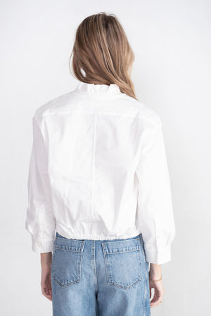 TIBI - Chino Holly Bracelet Sleeve Shirt, White