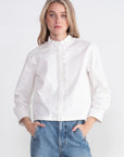 TIBI - Chino Holly Bracelet Sleeve Shirt, White