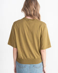 TIBI - Super Fine Gauge Perfect Short Sleeve Men's Pullover, Dark Hazel