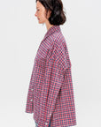 Flannel Menswear Shirting Oversized Shirt, Red Multi