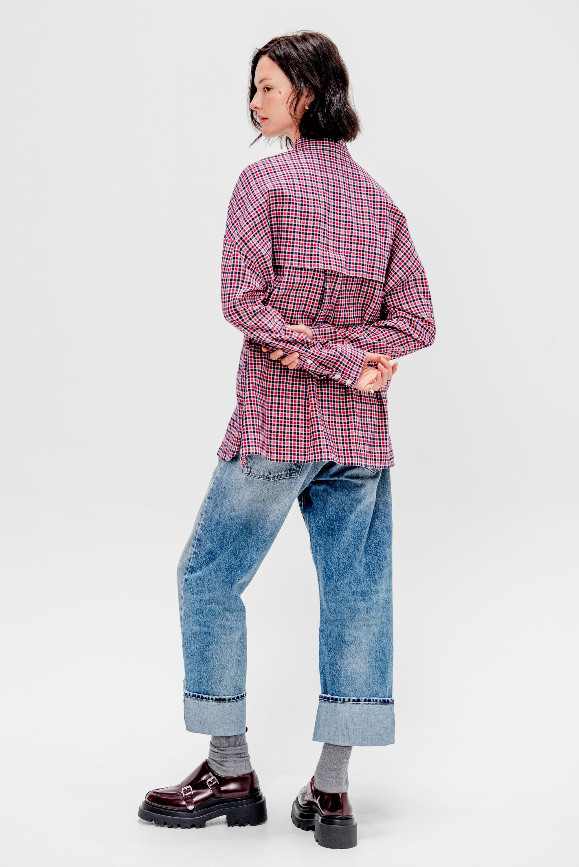Flannel Menswear Shirting Oversized Shirt, Red Multi