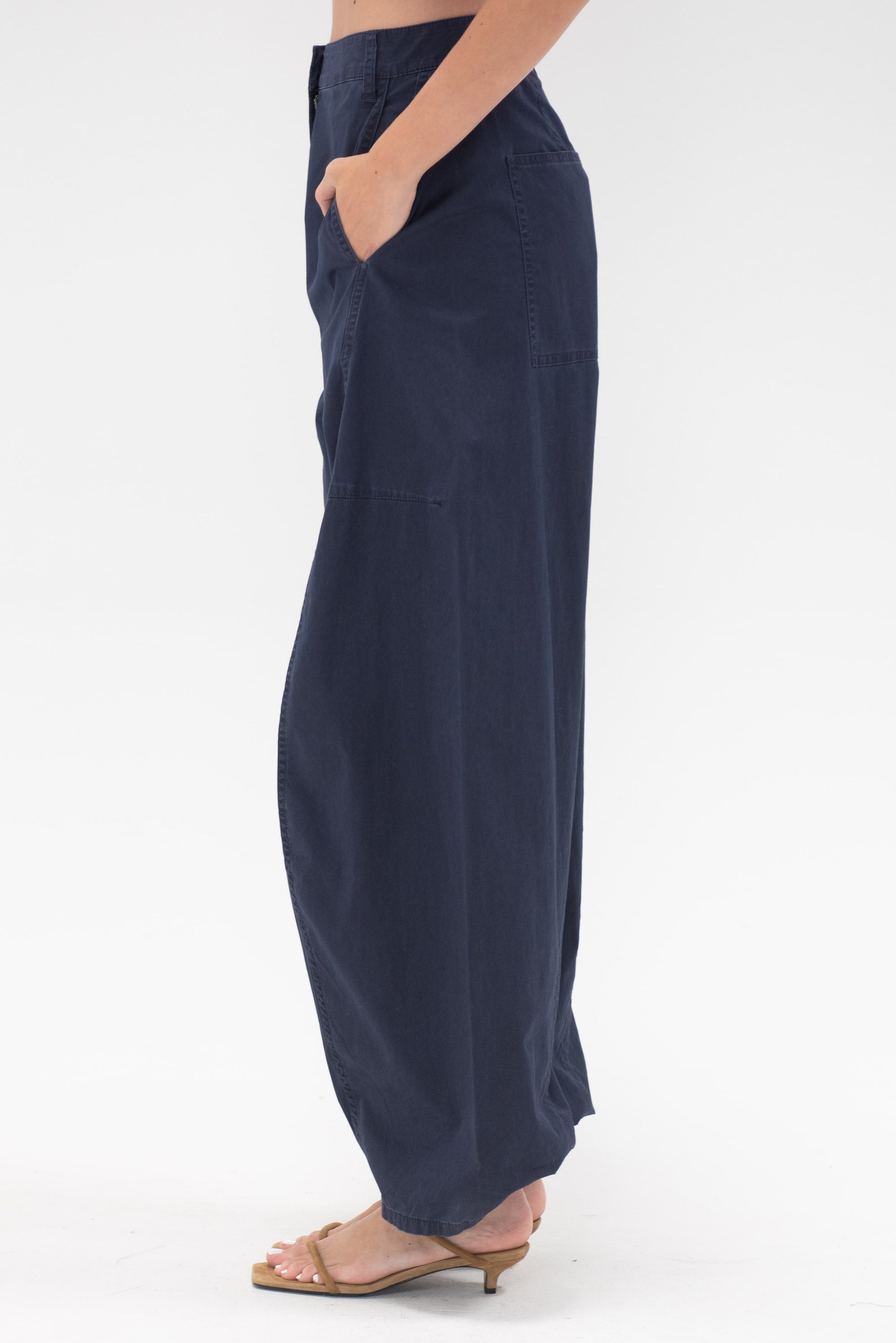 TIBI - Garment Dyed Silky Cotton Sid Pant, Navy