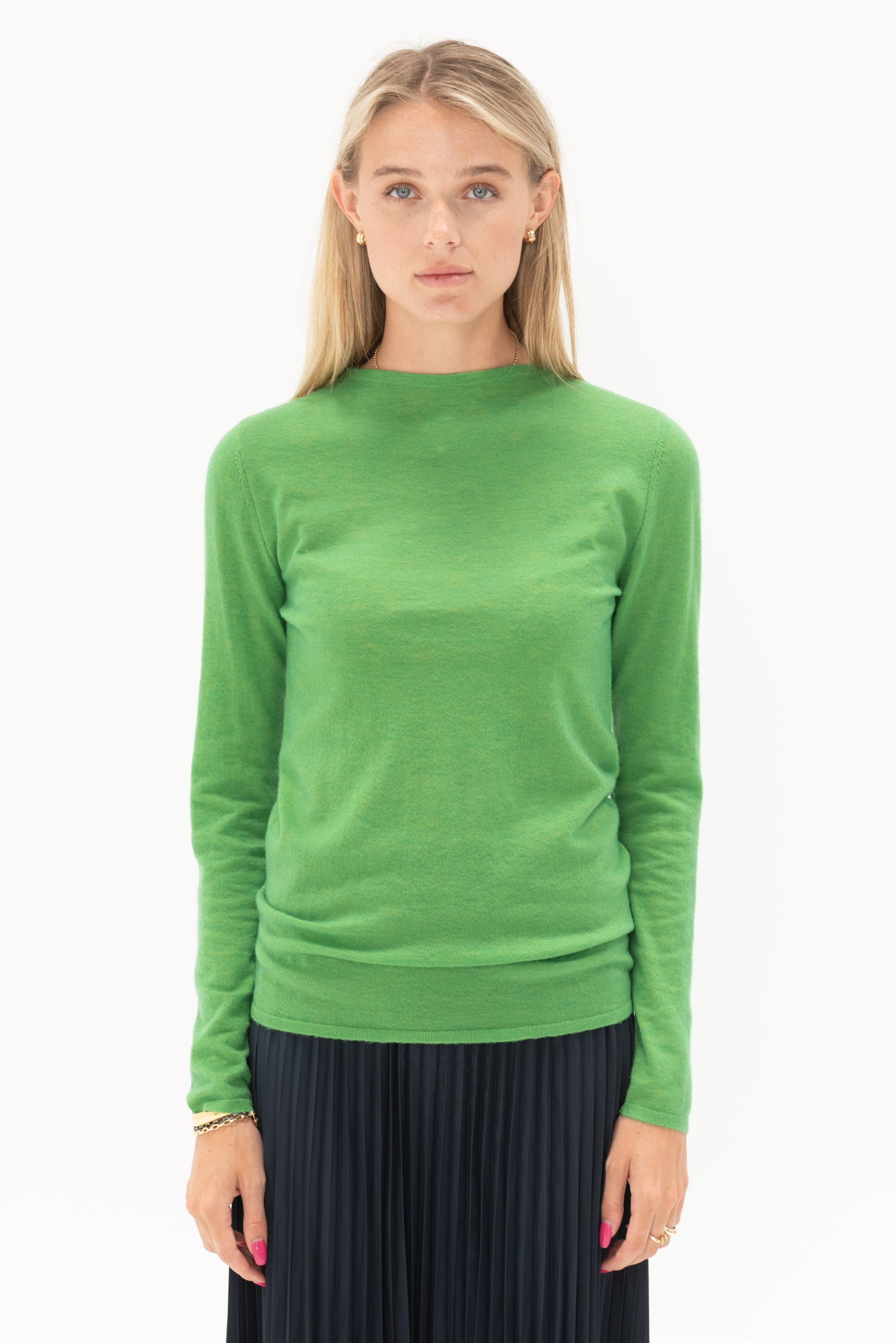 TIBI - Skinlike Mercerized Wool Soft Sheer Pullover, Green