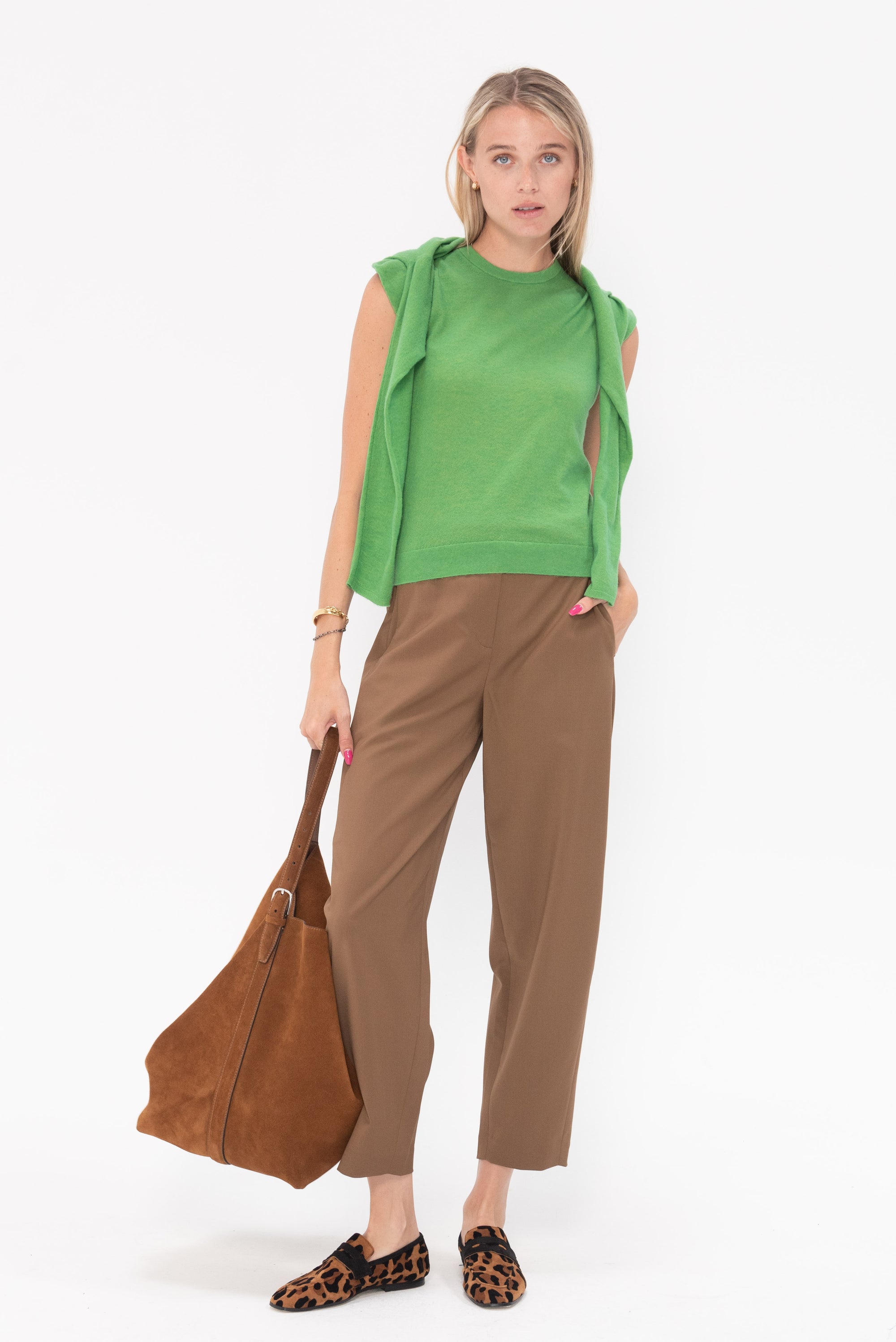 TIBI - Skinlike Mercerized Wool Sleeveless Sweater, Green