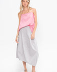 Garment Dyed Silky Cotton Asymmetrical Balloon Skirt - Short, Grey
