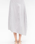 Garment Dyed Silky Cotton Asymmetrical Balloon Skirt - Short, Grey