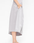 Garment Dyed Silky Cotton Asymmetrical Balloon Skirt - Short, Grey