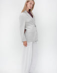 TIBI - Drapey Suiting Liam Blazer,	Stone