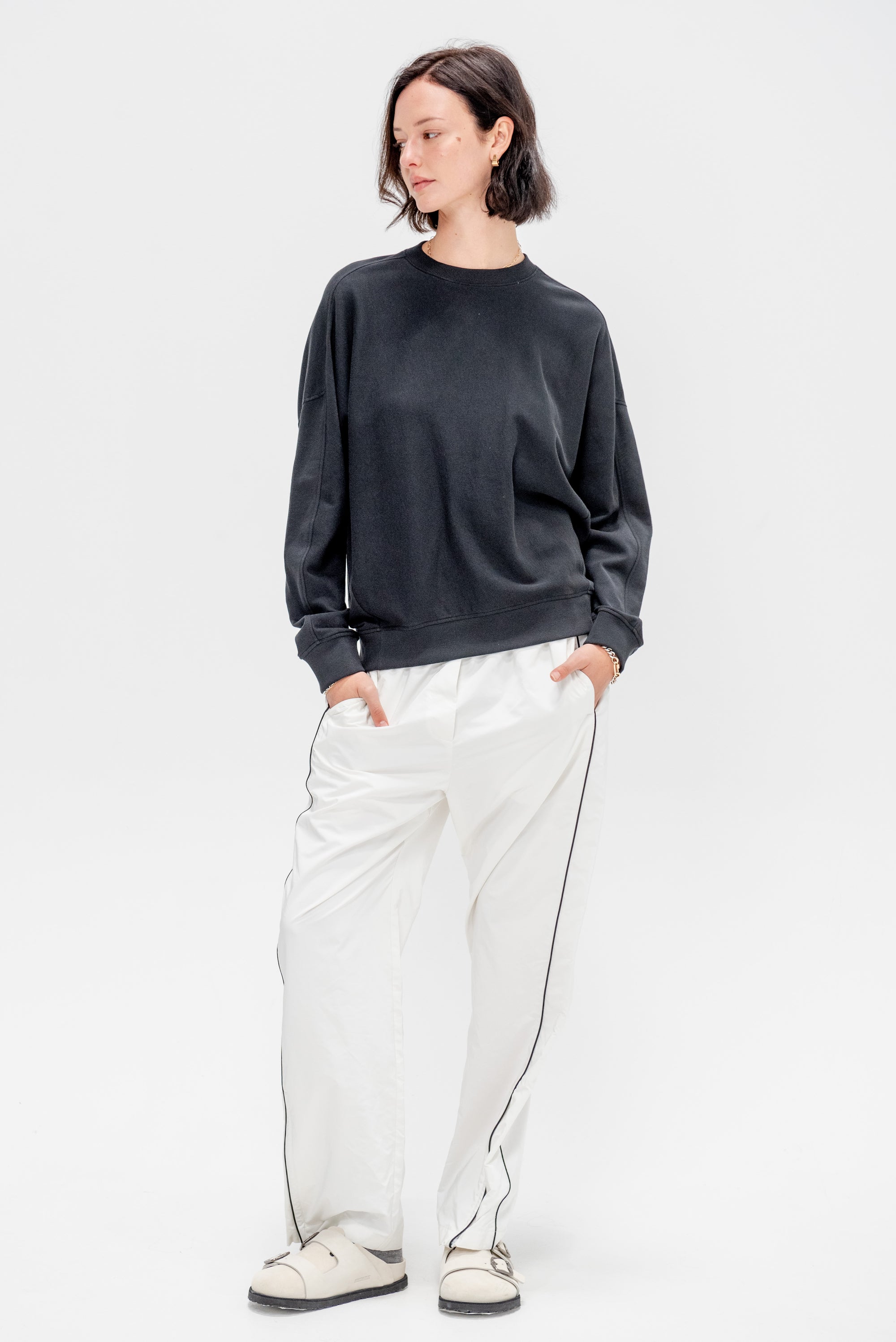 Light Weight Sweatshirting Crewneck Sweatshirt, Black