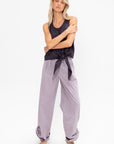 Garment Dyed Seersucker Stella Full Length Pant, Mauve Multi