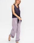 Garment Dyed Seersucker Stella Full Length Pant, Mauve Multi