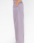 Garment Dyed Seersucker Stella Full Length Pant, Mauve Multi