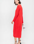 Plissé Midi Dress, Red