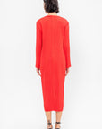 Plissé Midi Dress, Red
