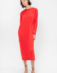 Plissé Midi Dress, Red
