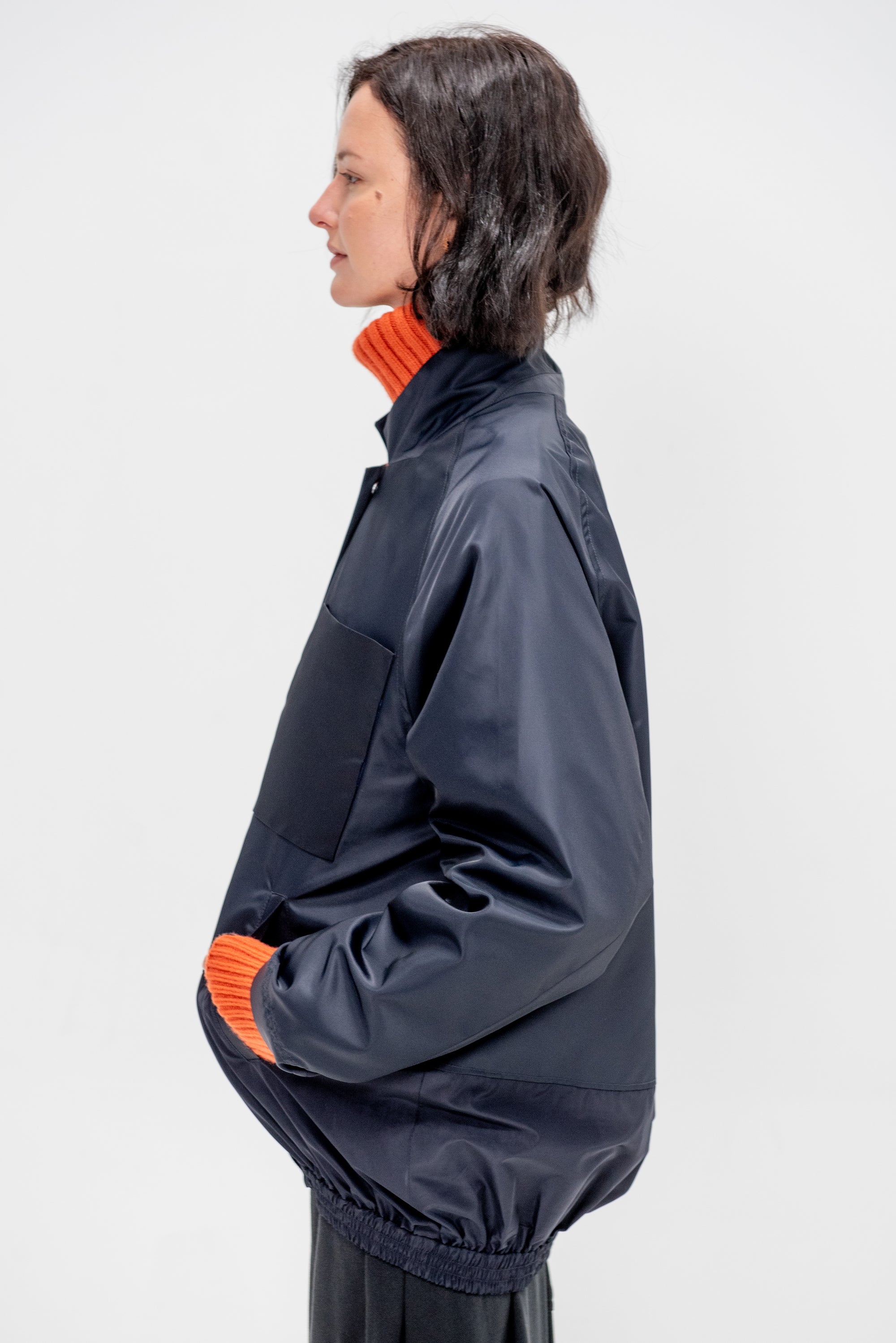 Eco Nylon Bomber Blazer, Navy
