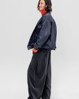 Eco Nylon Bomber Blazer, Navy