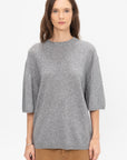 Washable Cashmere Oversized Easy T-Shirt, Heather Grey
