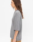 Washable Cashmere Oversized Easy T-Shirt, Heather Grey