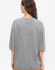 Washable Cashmere Oversized Easy T-Shirt, Heather Grey