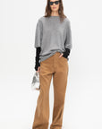 Washable Cashmere Oversized Easy T-Shirt, Heather Grey