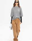 Washable Cashmere Oversized Easy T-Shirt, Heather Grey