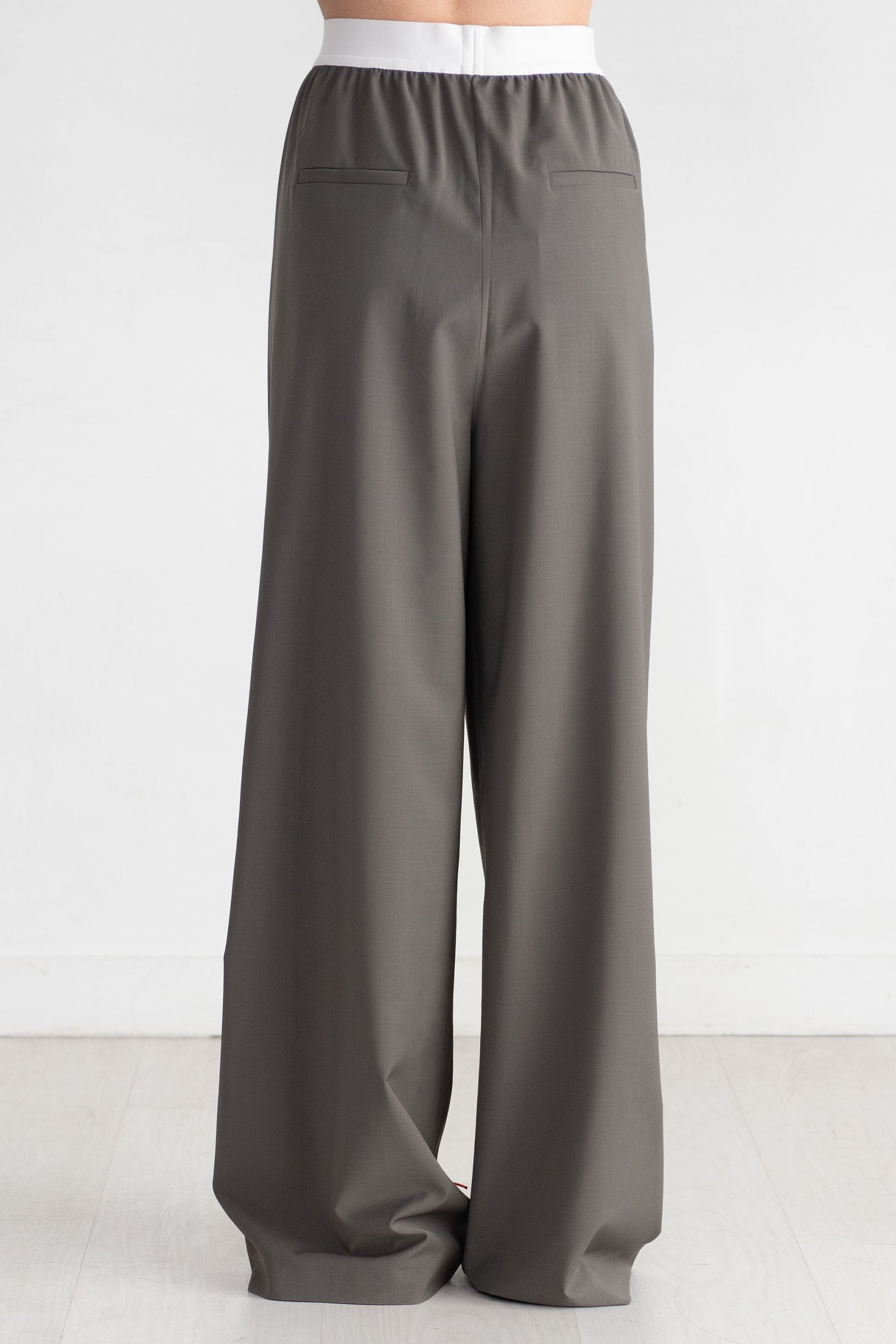 TIBI - Tropical Wool Marit Pull-on Pant, Dark Stone