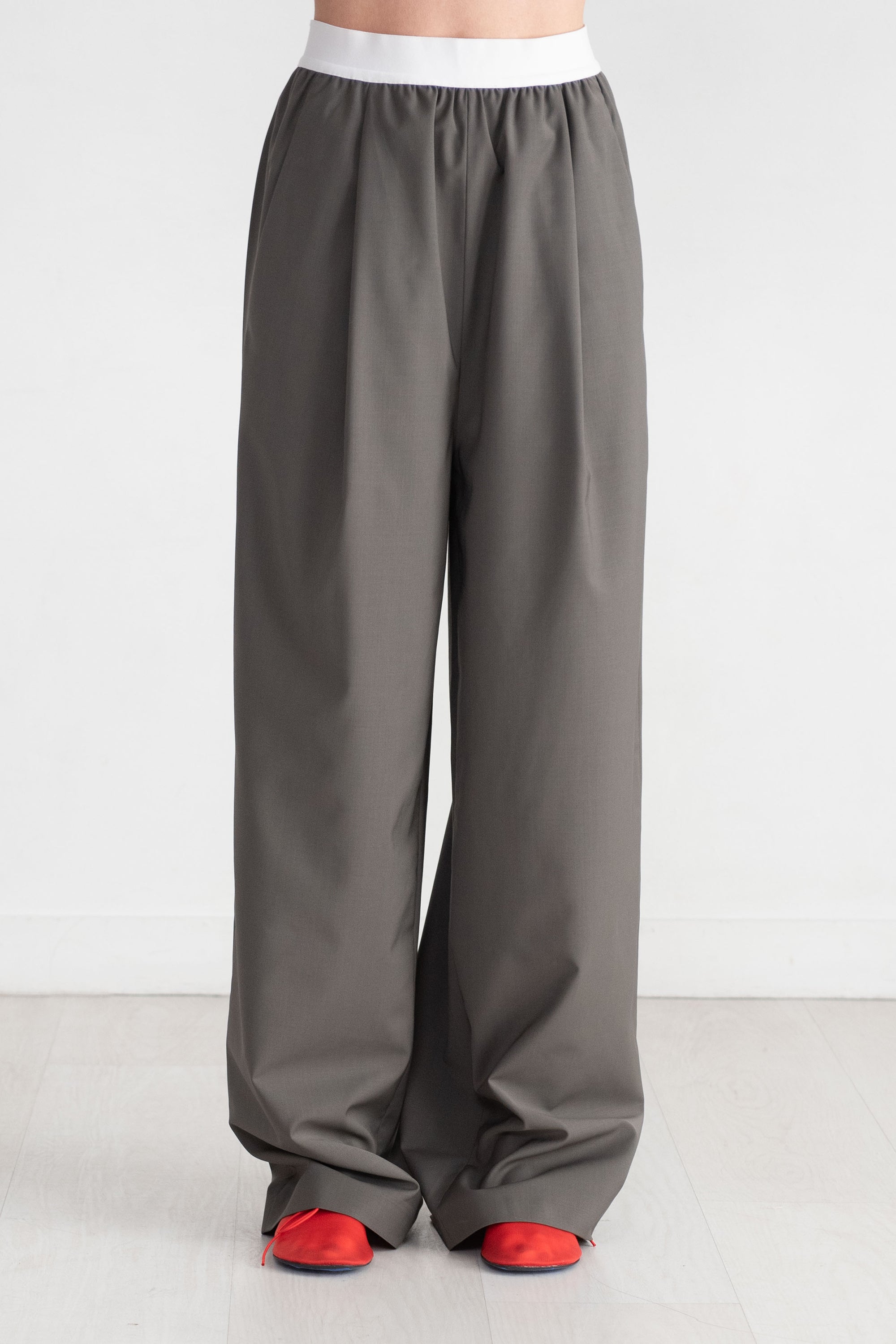 TIBI - Tropical Wool Marit Pull-on Pant, Dark Stone