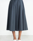TIBI - Oliver Cotton Stretch Tricotine Pintucked Skirt, Slate Blue