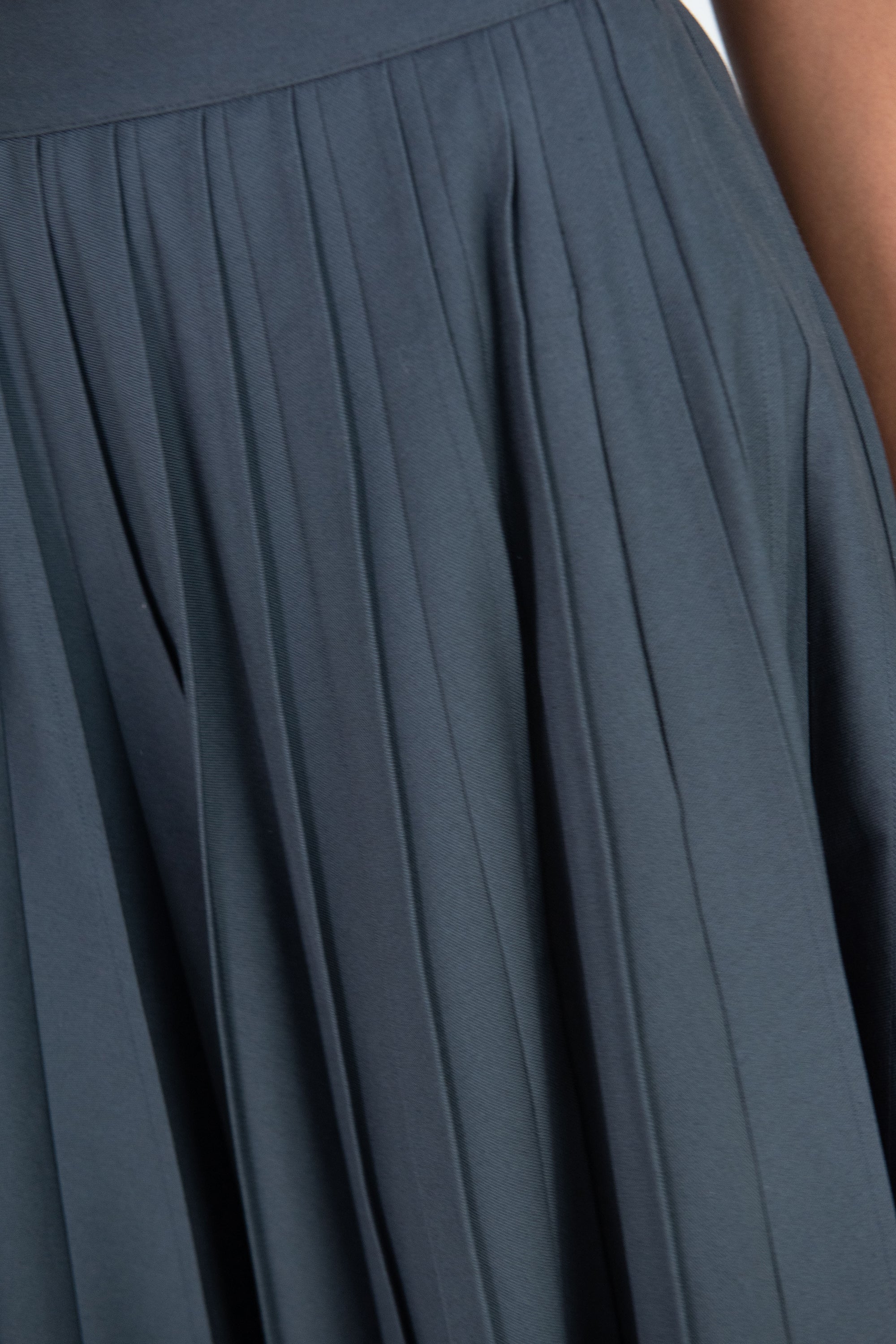TIBI - Oliver Cotton Stretch Tricotine Pintucked Skirt, Slate Blue