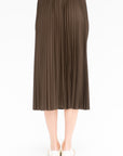 Nylon Pleating Sunray Pull On Skirt, Brown