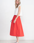 TIBI - Nylon Pull On Full Skirt, Red