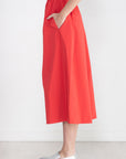 TIBI - Nylon Pull On Full Skirt, Red