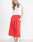 TIBI - Nylon Pull On Full Skirt, Red