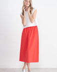 TIBI - Nylon Pull On Full Skirt, Red