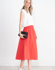 TIBI - Nylon Pull On Full Skirt, Red