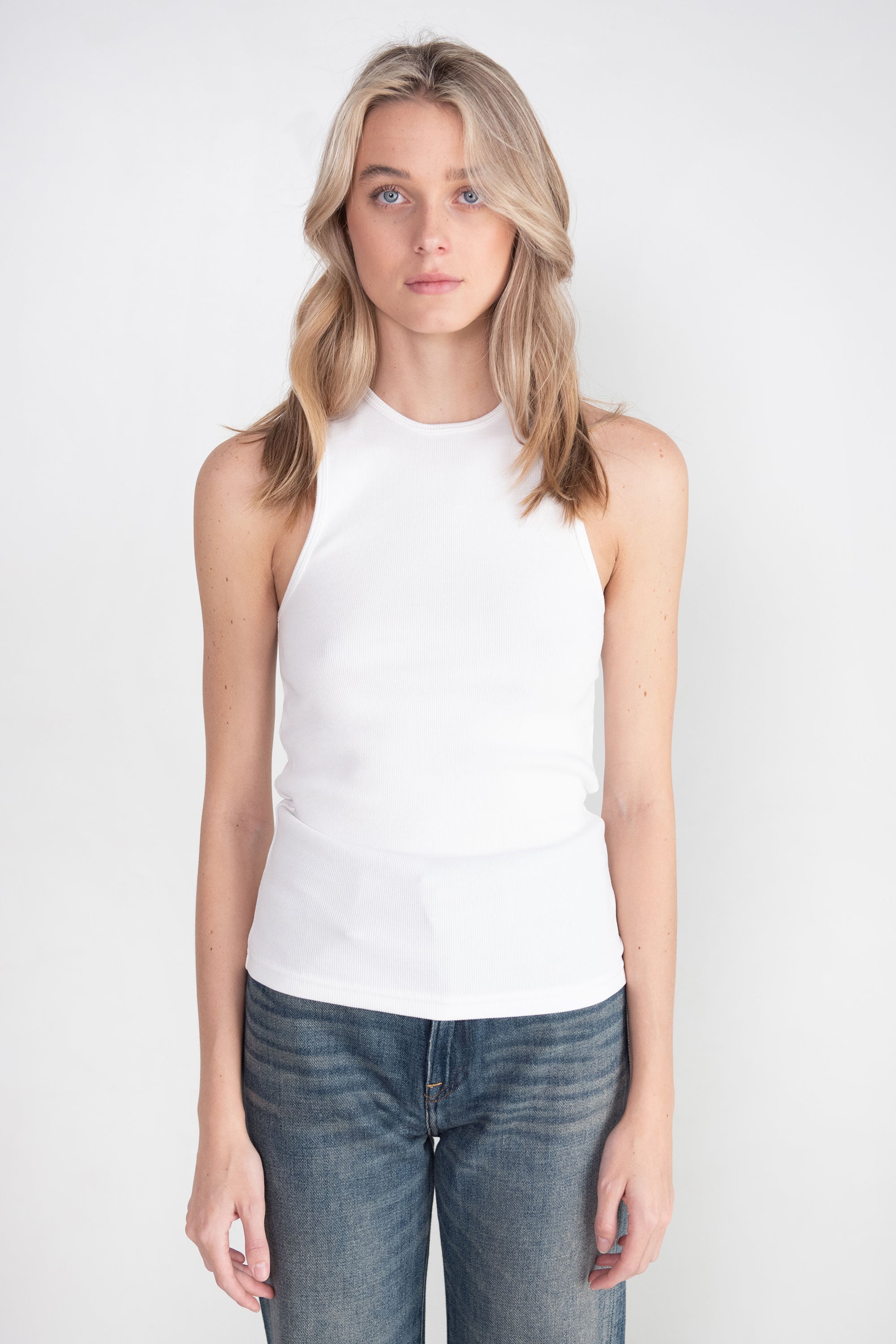 TIBI - Ribbed T-Shirt Tank, White