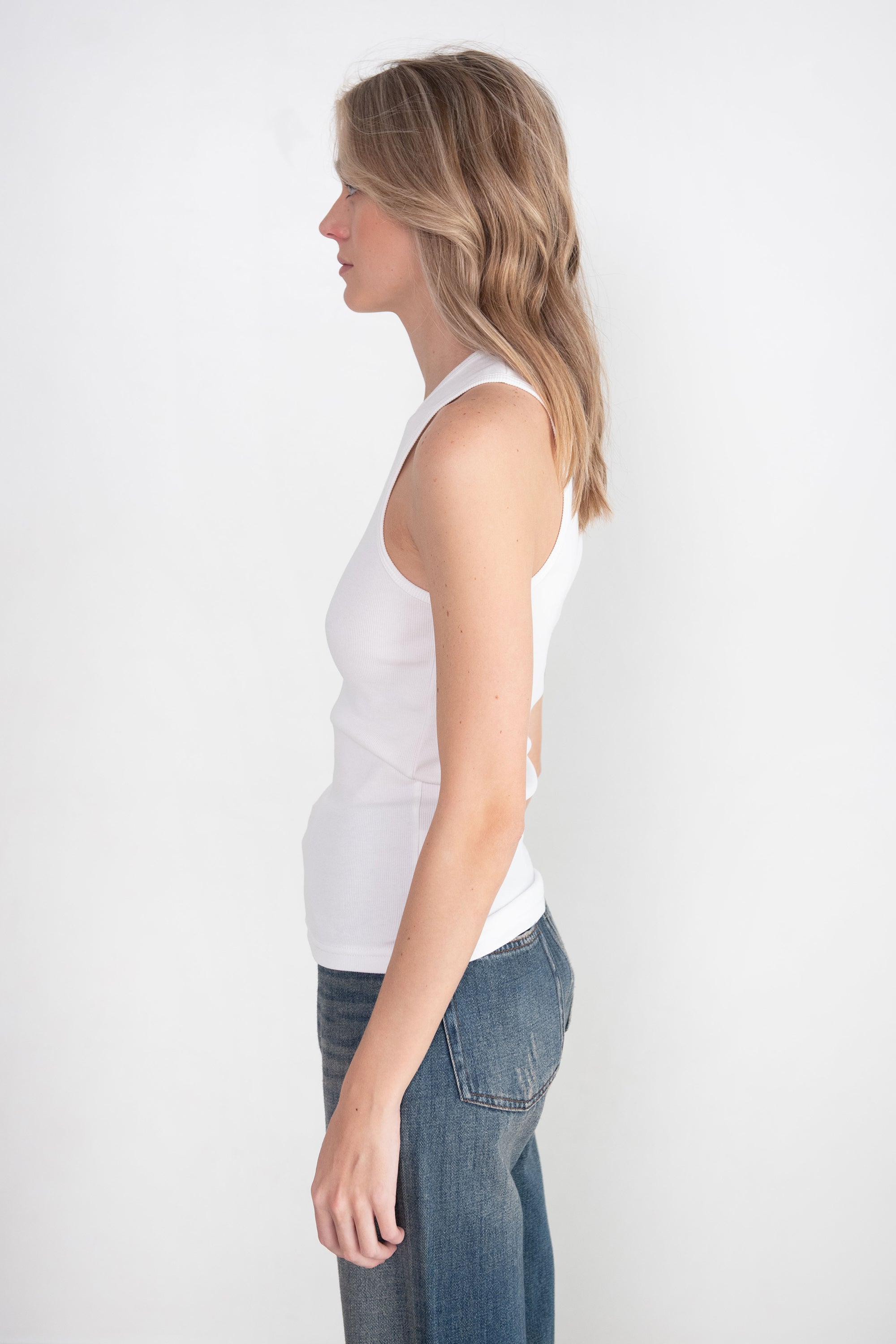 TIBI - Ribbed T-Shirt Tank, White