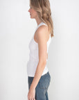TIBI - Ribbed T-Shirt Tank, White