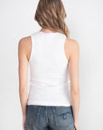 TIBI - Ribbed T-Shirt Tank, White
