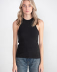 TIBI - Ribbed T-Shirt Tank, Black
