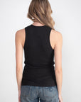 TIBI - Ribbed T-Shirt Tank, Black