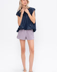 Garment Dyed Seersucker Pull On Shorts, Mauve Multi